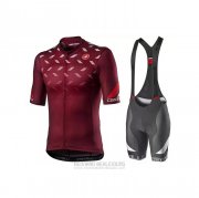2021 Fahrradbekleidung Castelli Tief Rot Trikot Kurzarm und Tragerhose (5)